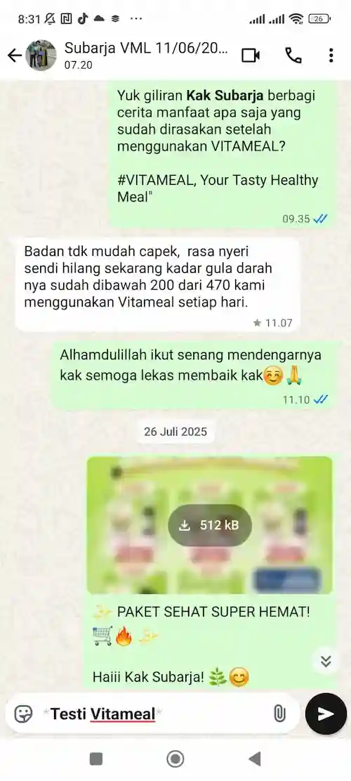 Whatsapp Testimoni Vitameal 1