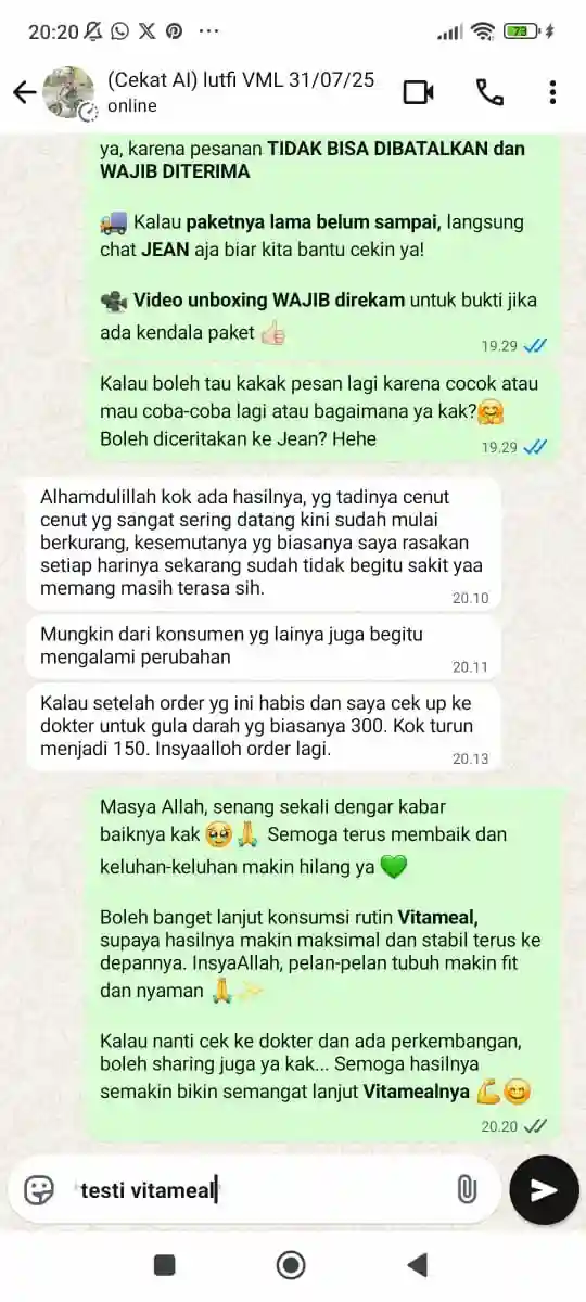 Whatsapp Testimoni Vitameal 3